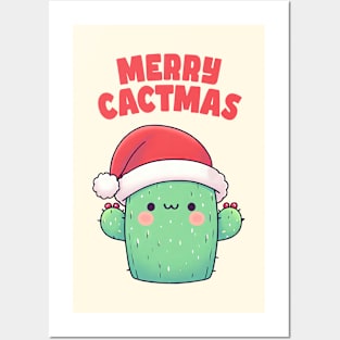 Merry Cactmas Christmas Cactus Posters and Art